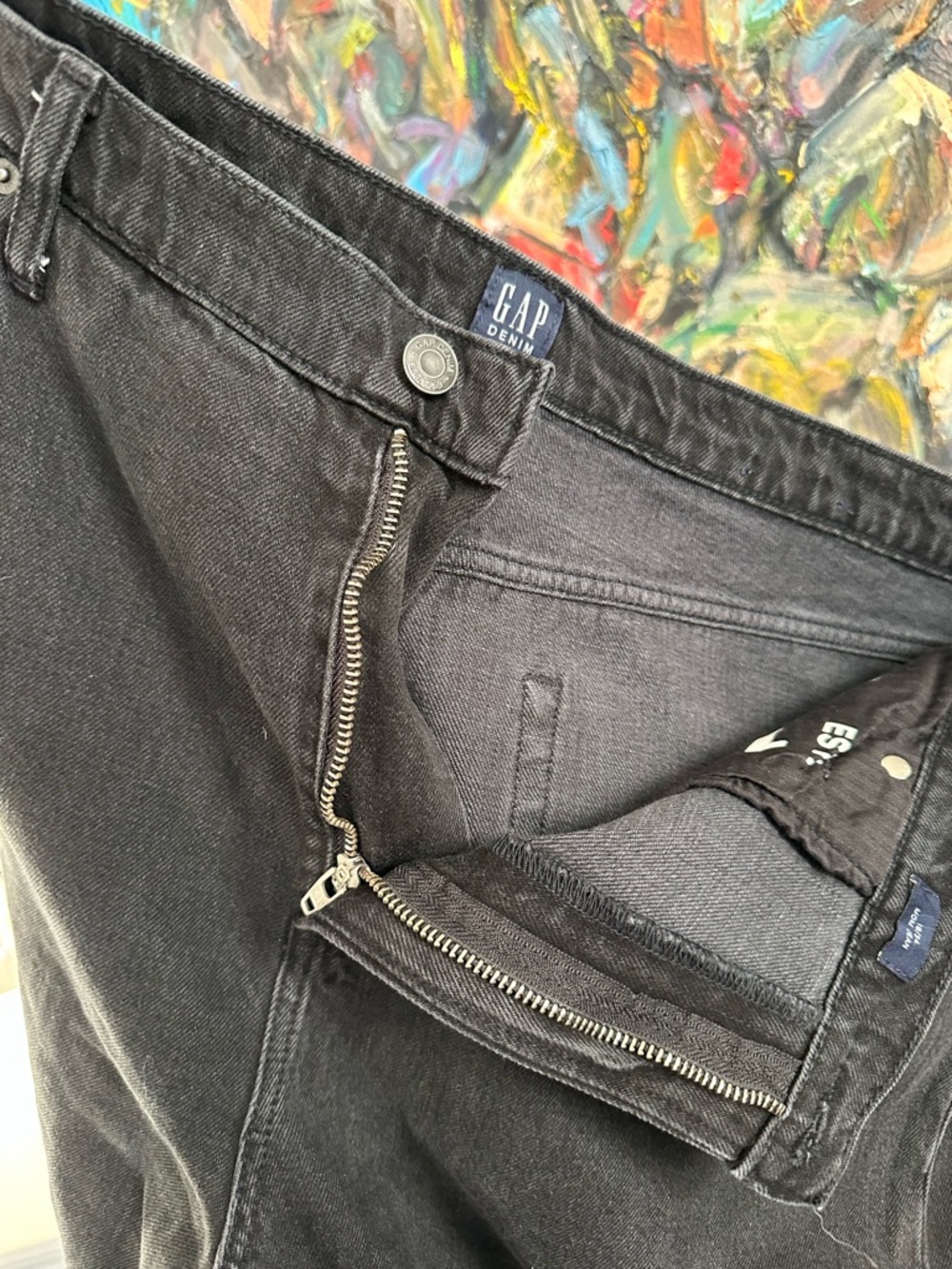 Gap High Rise Mom Jean in Black Wash Denim - Picture 8 of 11